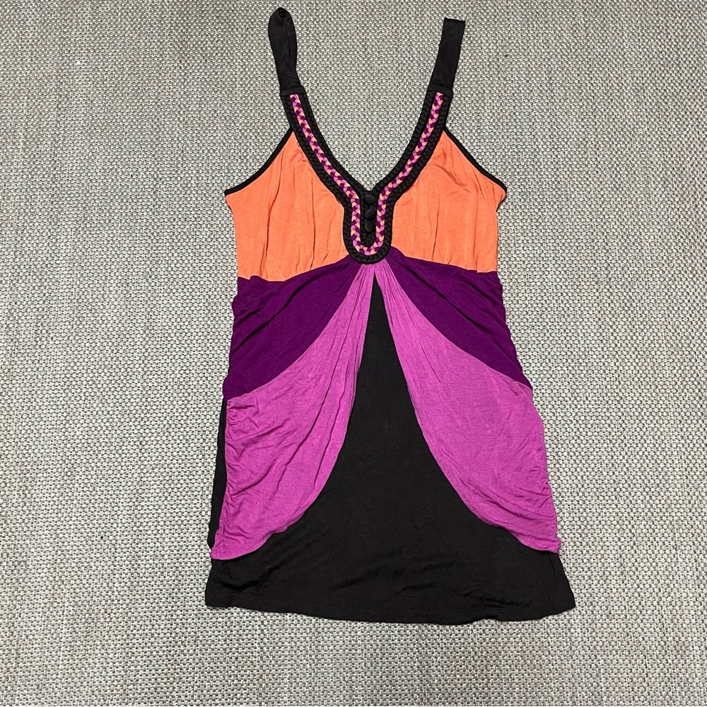Studio Y Women’s Orange, Brown, & Pink Colorblock Tank Top